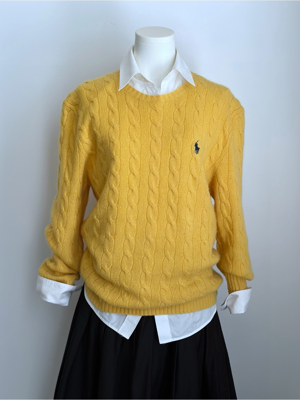 Polo Ralph Lauren Excellent Wool Cashmere Sweater Women’s L Yellow Oversized Fit